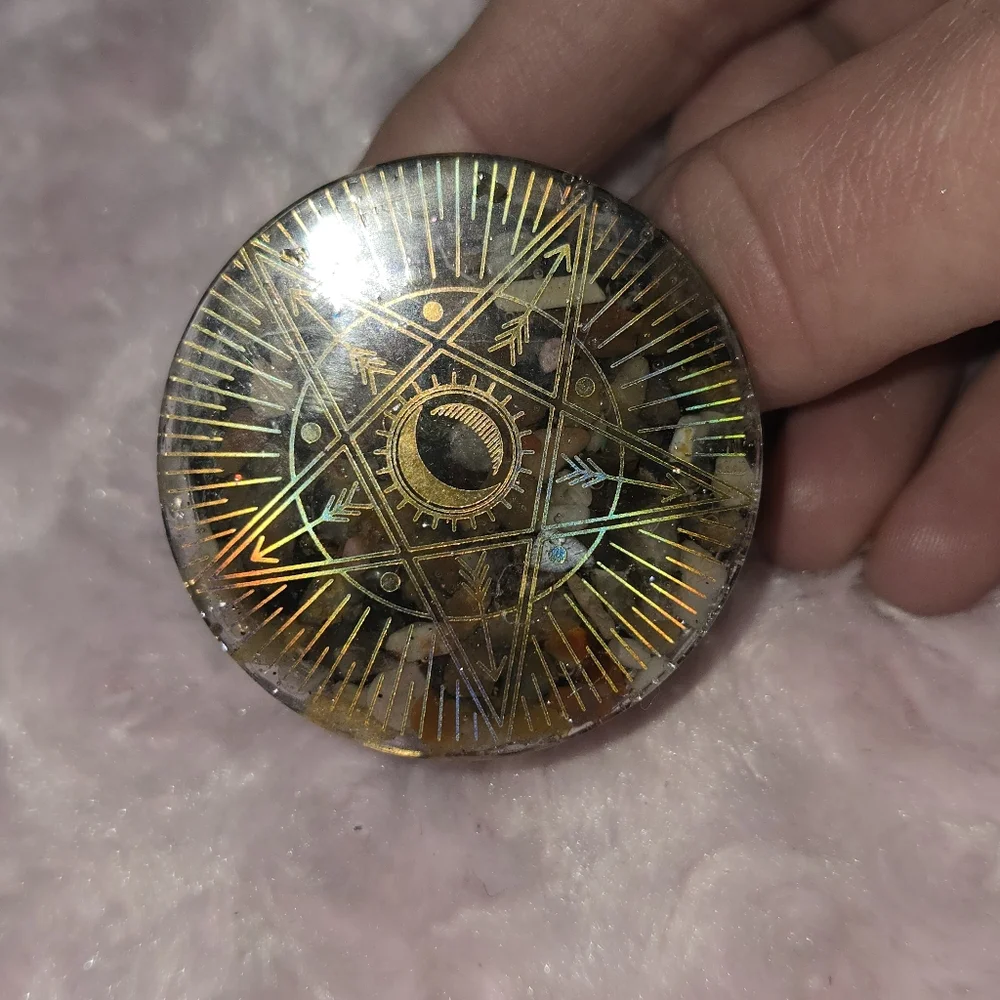 Mystical Gold Star Pattern Orgonite Phone Grip